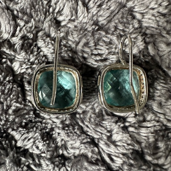Blue topaz and white sapphire in 925 silver earring frame. Si beautiful &l light - Picture 2 of 4